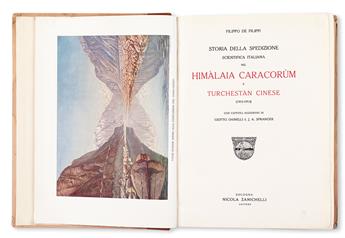 FILIPPI, FILIPPO DE.  Storia della Spedizione Scientifica Italiana nel Himàlaia Caracorùm e Turchestàn Cinese.  1924.  Inscribed.